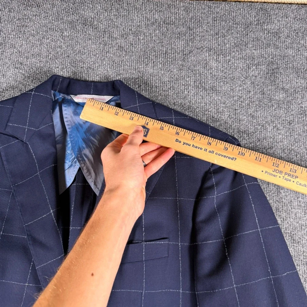 Samuelsohn SB Bristol Suit 41L Blue Windowpane Plaid Loro Piana Wool Pockets